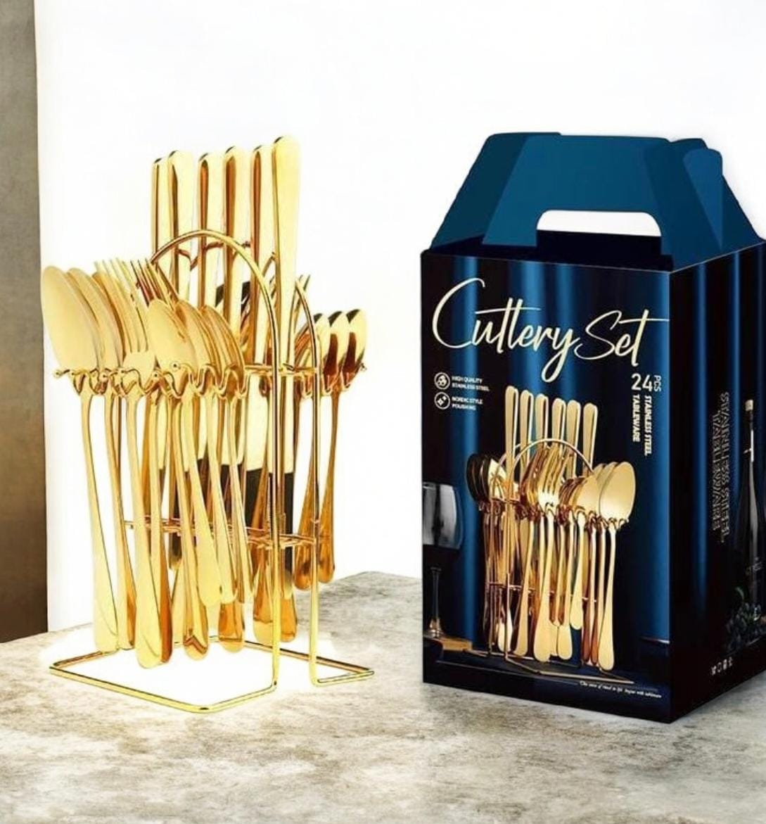 24pcs Gold Cutlery Set
